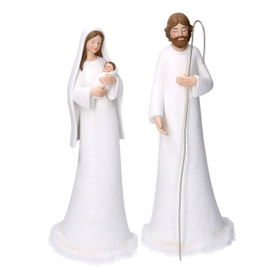 Natività Resina Bianca H. 27 Presepe Natale Decorazione