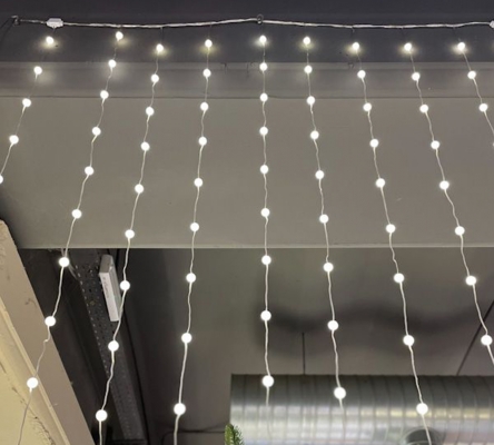 Tenda Palline 200 Led L 1 M H 2 M Warm Illuminazioni Natalizie