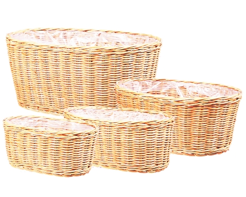 Cesto Rattan Ovale S/4 Decorazione Composizione Floreale Fioristi