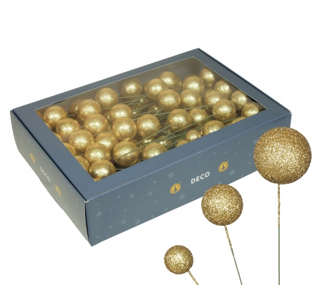 Sfere Glitter Stecco Mm 20/30/40 Pz 100 Decorazioni Natale