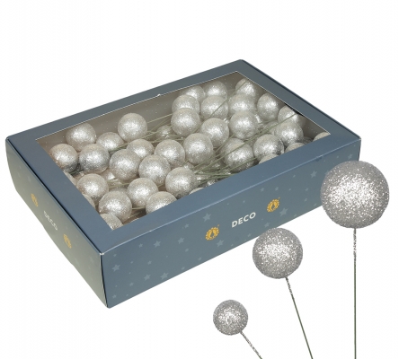 Sfere Glitter Stecco Mm 20/30/40 Pz 100 Decorazioni Natale