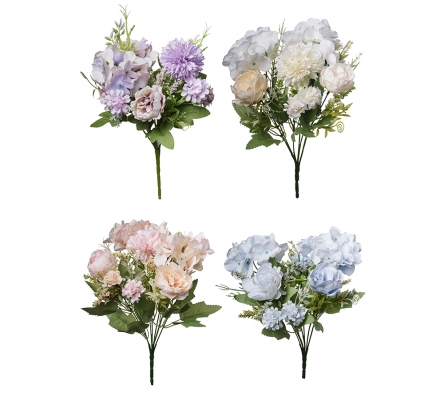 Busch Pastello 19x30 Artificiale Peonia Hydrangea Composizione Floreale