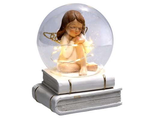 Palla Vetro Led Angelo 10x10x14 Decorazioni Addobbi Natale Arredo Composizione