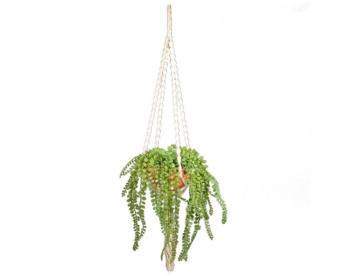 Portavaso Pensile Tessuto Bianco Senza Vasi Cm H 110