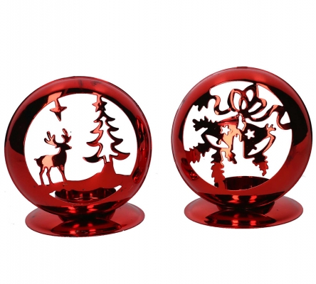 Porta Tea Light Metal Rosso Decorazioni Addobbi Allestimenti Natale