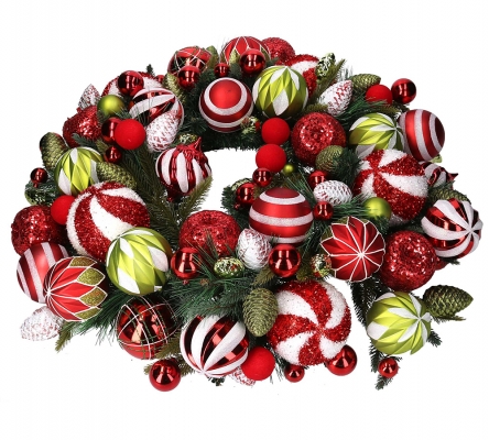 Corona Decorata Sfere Verde D 59 Addobbi Allestimento Natale