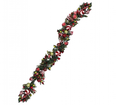 Festone Decorato Rosso Verde Cm 170  Addobbi Allestimento Natale