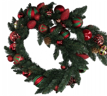 Festone Decorato Rosso Verde Cm 184 Addobbi Allestimento Natale
