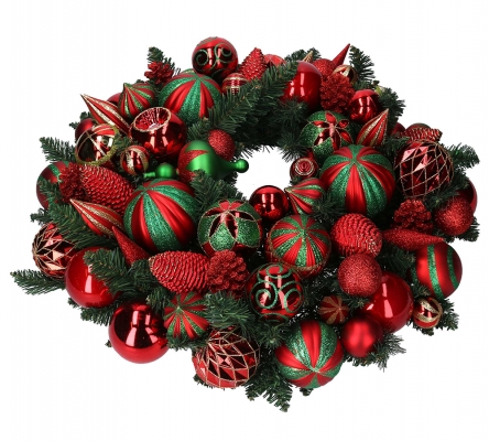 Corona Decorata Sfere Rosso D 60 Addobbi Allestimento Natale