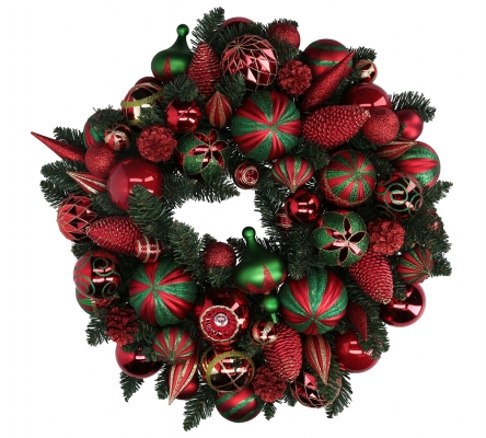 Corona Decorata Sfere Rosso D 60 Addobbi Allestimento Natale
