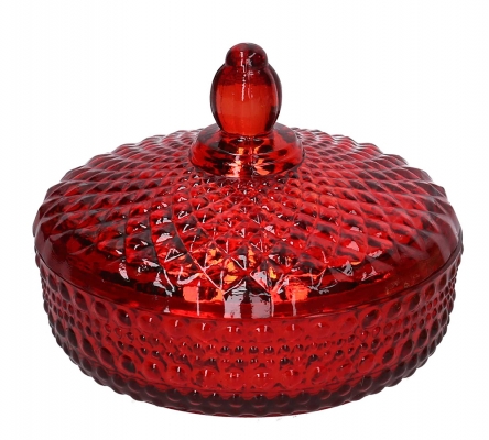 Candela Profumata Vaso Piatto Rosso Vetro Decorazione Addobbi Natale