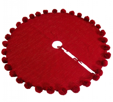 Copri Base Albero Maglia Ponpon D 100 Decorazioni Natale