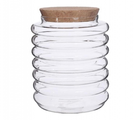 Terrarium Scanalato D 11 H 14 Tappo Sughero Decorazioni Composizione Floreale