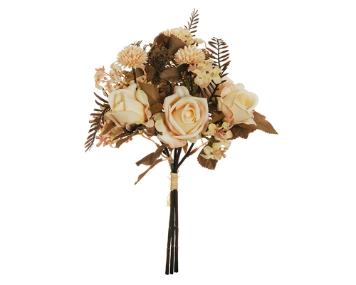 Mazzo Rosa Tagete Cm 33 Effetto Vintage Celebrazioni Riti