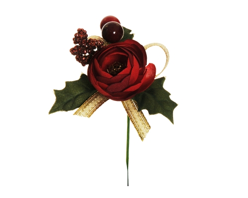 Pick Ranuncolo Bacche Pz 12 Decorazioni Addobbi Arredo Natale