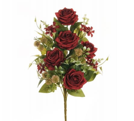Mazzo Rose Carduus Frontale Fiori Artificiali Decorazioni Composizione Floreale
