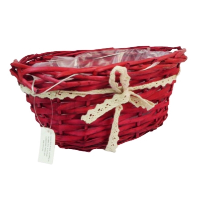 Cesto Ovale Rosso Fiocco D. 16 Composizione Floreale Fioristi