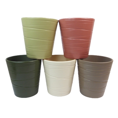 Vaso Ceramica Rigato D. 13 H. 14 Composizione Floreale
