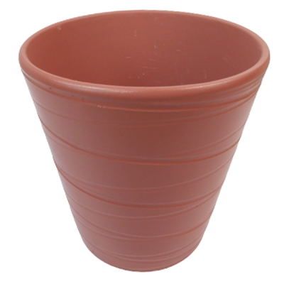 Vaso Ceramica Rigato D. 13 H. 14 Composizione Floreale
