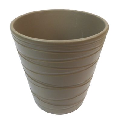 Vaso Ceramica Rigato D. 13 H. 14 Composizione Floreale