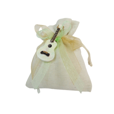 Bomboniere Battesimo Comunione Sacchetto Cotone Chitarra