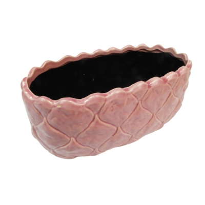 Vaso Ovale Tulipano Rosa 25x12x11 Decorazione Composizione Floreale