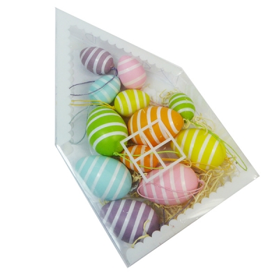 Uova Righe Da Appendere Pz 12 Decorazione Primavera Pasqua Casetta