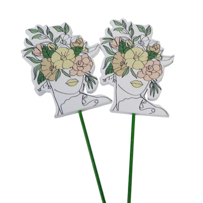 Pick Viso Donna Fiori Pz 12 Decorazione Addobbi Primavera Pasqua