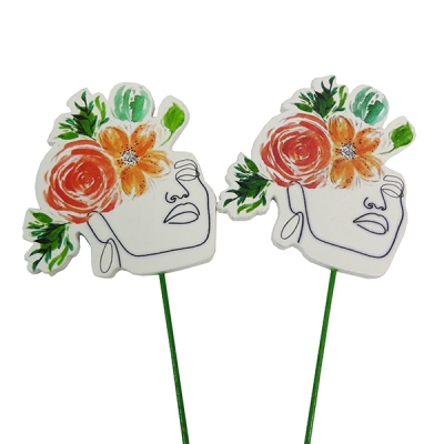 Pick Viso Donna Fiori Pz 12 Decorazione Addobbi Primavera Pasqua
