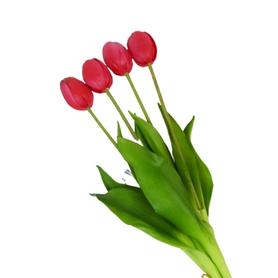 Mazzetto Tulipani Real Touch 4 Fiori Artificiali Lattice Decorazioni Composizione Floreale