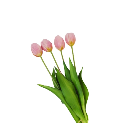 Mazzetto Tulipani Real Touch 4 Fiori Artificiali Lattice Decorazioni Composizione Floreale