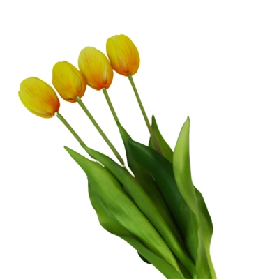 Mazzetto Tulipani Real Touch 4 Fiori Artificiali Lattice Decorazioni Composizione Floreale
