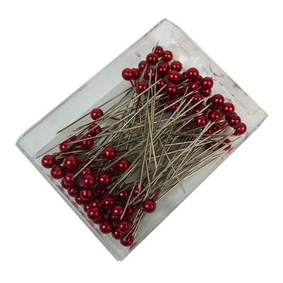 100 Spille Da 6.5 Cm Con Testa A Perla Da 6 Mm
