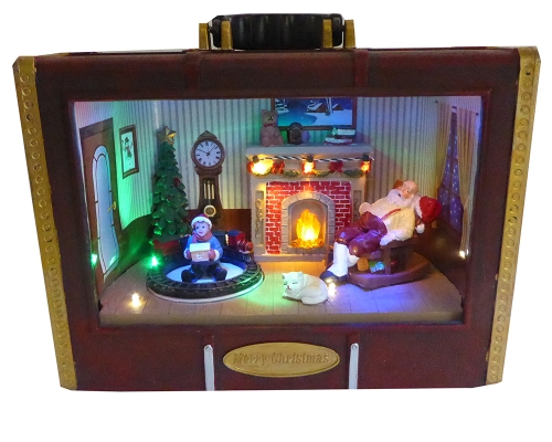 Valigia Natale Led 26,5x12,5x21,5 Decorazione Composizione Addobbi
