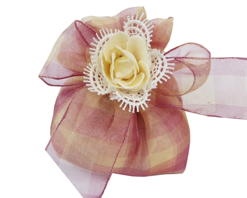Bomboniere Matrimonio Sacchetto Organza Tartan Fiorellino Tessuto