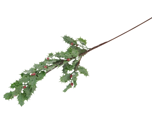 Ramo Agrifoglio Ghiacciato Cm 65 Decorazioni Composizione Floreale Addobbi Natale