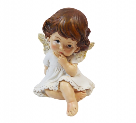 Angelo Seduto Cm 7,5 Statuina Resina Decorazione Addobbi Natale