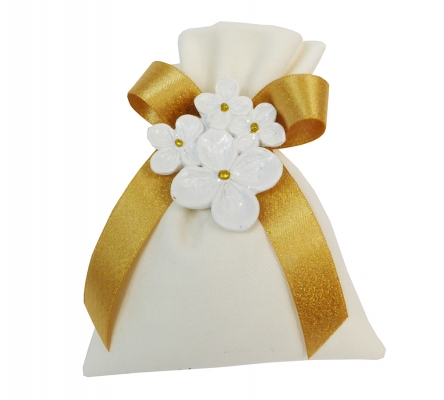Bomboniere Matrimonio Nozze Sacchetto Fiori Glitter