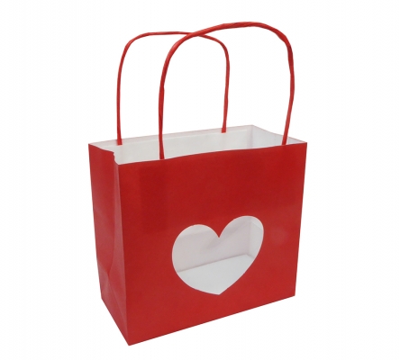 Buste Kraft Finsestra Cuore 16x14+8 Pz 12 Festa Innamorati Mamma