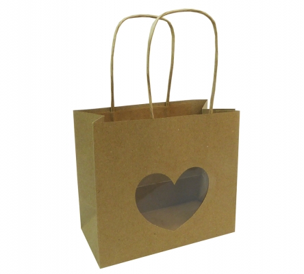 Buste Kraft Finsestra Cuore 16x14+8 Pz 12 Festa Innamorati Mamma