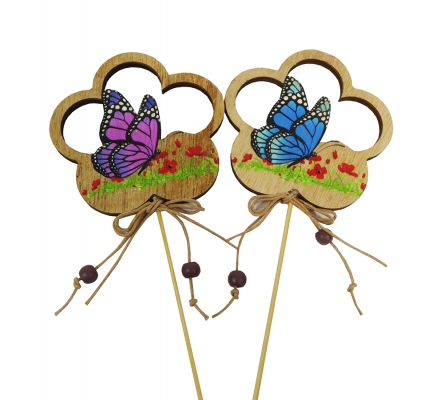 Pick Farfalla Fiore Pz 6 Decorazioni Addobbi Primavera Pasqua
