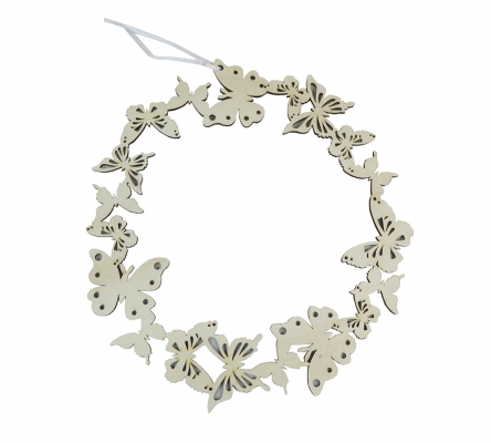 Coroncina Legno Farfalla Fiore D 30 Decorazioni Addobbi Primavera Pasqua