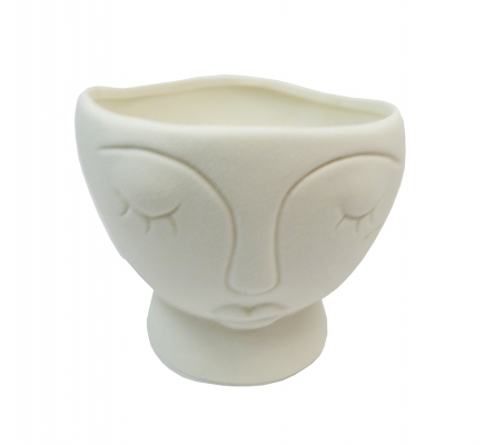 Vaso Ciotola Face H 9 Ceramica Composizione Floreale Addobbi