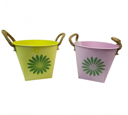 Vaso Latta Fiore 16x13,5 Decorazione Primavera Pasqua Addobbi