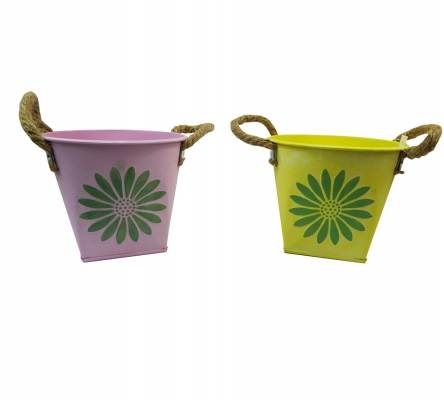 Vaso Latta Fiore 13,5x11,5 Decorazione Primavera Pasqua Addobbi