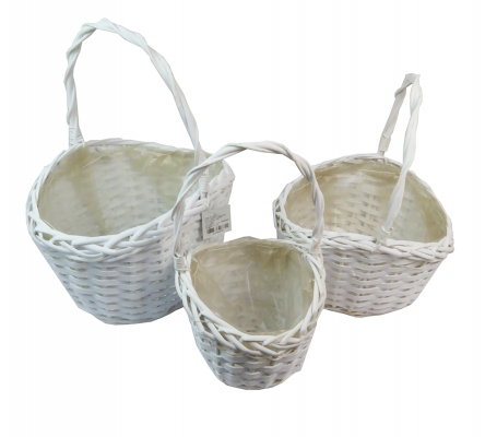 Cesto Salice Bianco Manico S/3 Composizione Floreale Addobbi