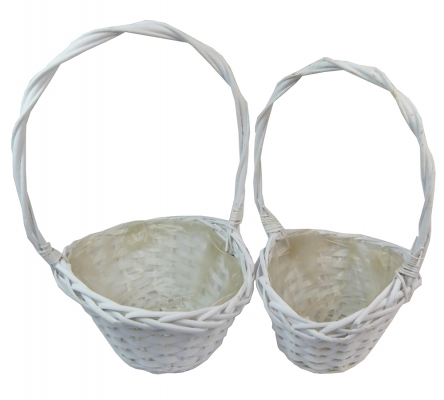 Cesto Salice Bianco Manico S/2 Composizione Floreale Addobbi