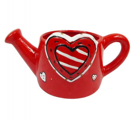 Annaffiatoio Cuore Grande Ceramica Rosso Decorativo Festa Innamorati Mamma
