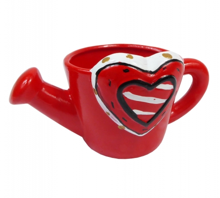 Annaffiatoio Cuore Piccolo Ceramica Rosso Decorativo Festa Innamorati Mamma