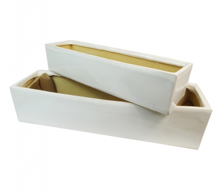 Vaschetta Bianca Ceramica S/2 Ceramica Decorazioni Addobbi Composizione Floreale